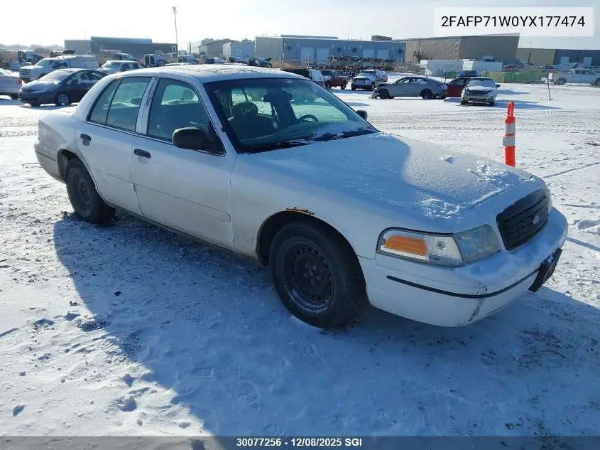 2FAFP71W0YX177474 2000 Ford Crown Victoria Police Interceptor