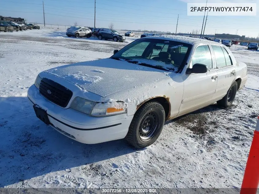 2FAFP71W0YX177474 2000 Ford Crown Victoria Police Interceptor