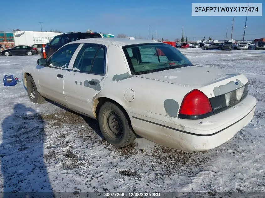 2FAFP71W0YX177474 2000 Ford Crown Victoria Police Interceptor