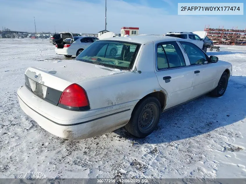 2FAFP71W0YX177474 2000 Ford Crown Victoria Police Interceptor