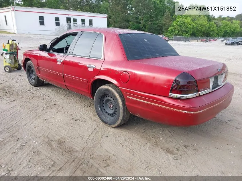 2FAFP74W61X151852 2001 Ford Crown Victoria Lx