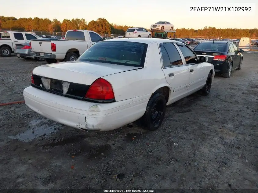 2FAFP71W21X102992 2001 Ford Crown Victoria Police Interceptor