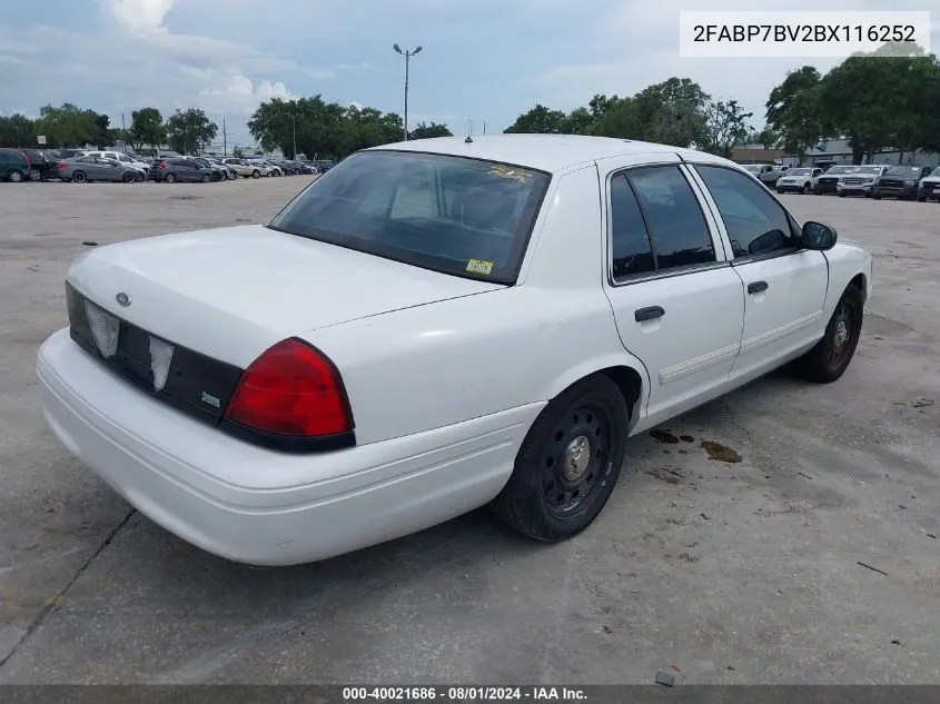 2FABP7BV2BX116252 2011 Ford Crown Victoria Police Interceptor