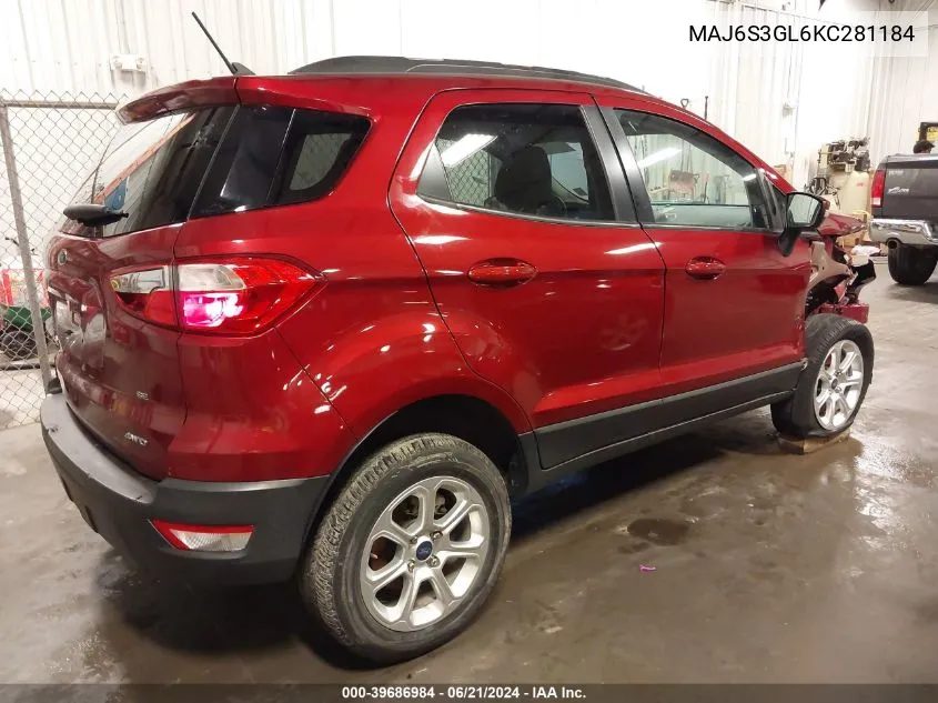 MAJ6S3GL6KC281184 2019 Ford Ecosport Se