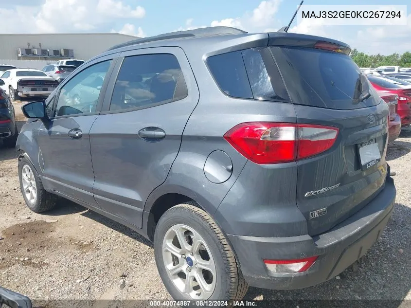 MAJ3S2GE0KC267294 2019 Ford Ecosport Se