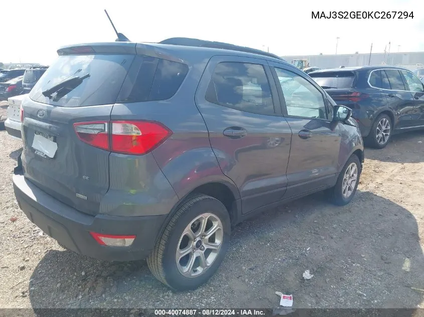 MAJ3S2GE0KC267294 2019 Ford Ecosport Se