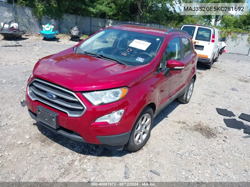 MAJ3S2GE5KC281692 2019 Ford Ecosport Se