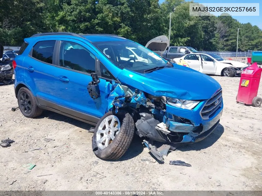 MAJ3S2GE3KC257665 2019 Ford Ecosport Se