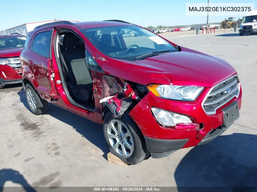 MAJ3S2GE1KC302375 2019 Ford Ecosport Se