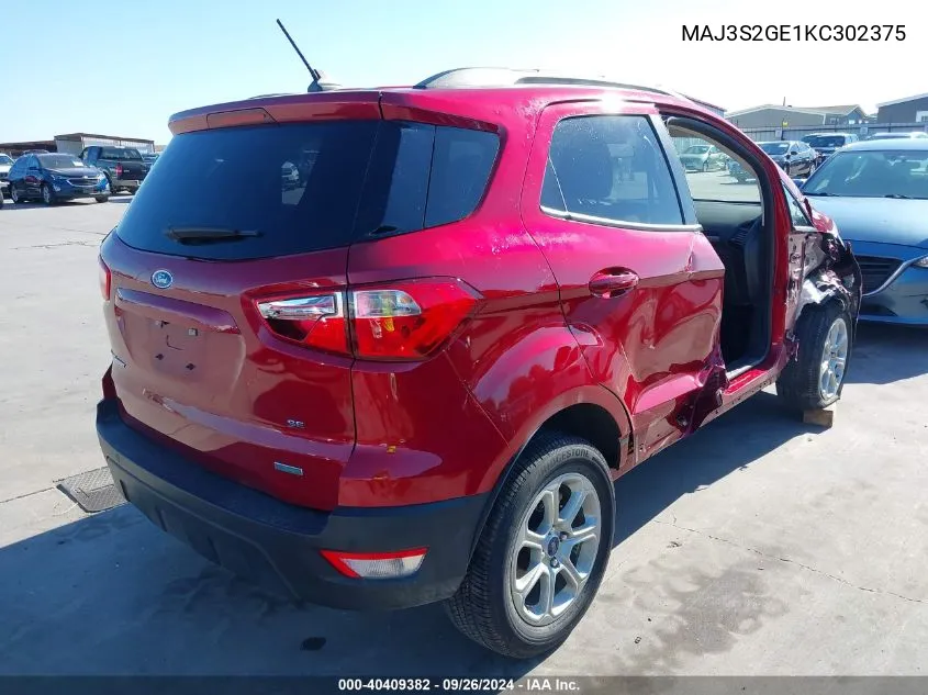 MAJ3S2GE1KC302375 2019 Ford Ecosport Se