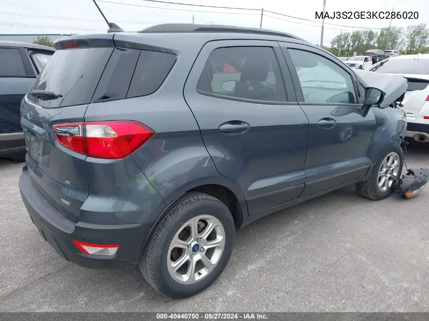 MAJ3S2GE3KC286020 2019 Ford Ecosport Se