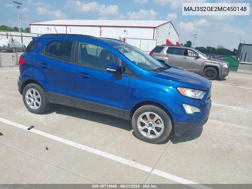 MAJ3S2GE2MC450148 2021 Ford Ecosport Se