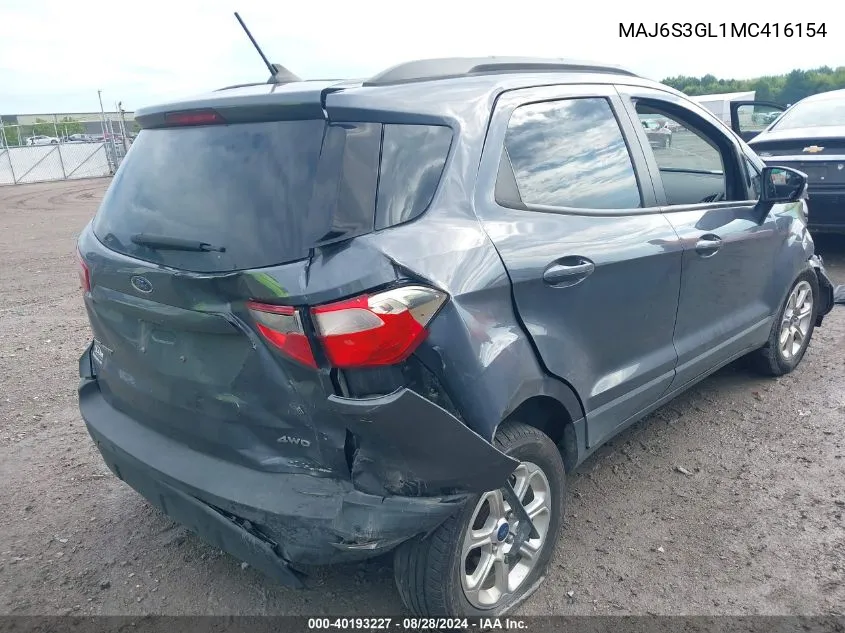 MAJ6S3GL1MC416154 2021 Ford Ecosport Se