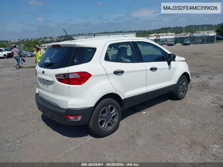 MAJ3S2FE4MC399026 2021 Ford Ecosport S