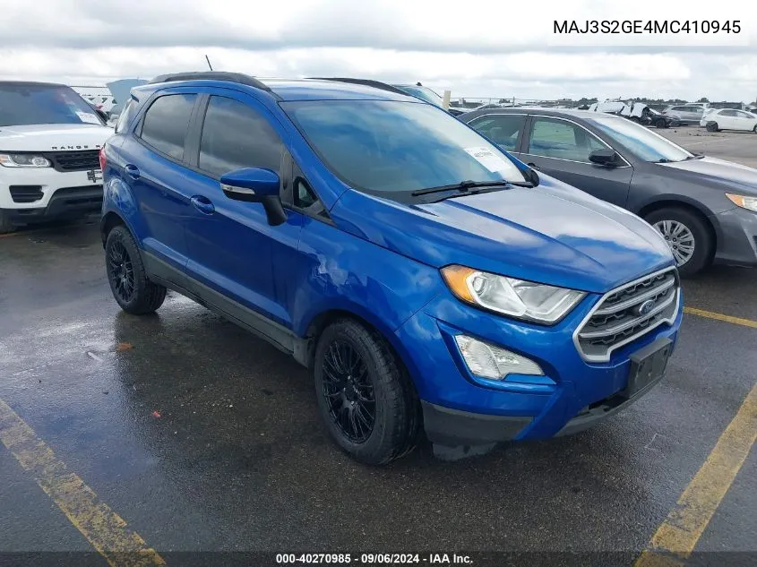 MAJ3S2GE4MC410945 2021 Ford Ecosport Se