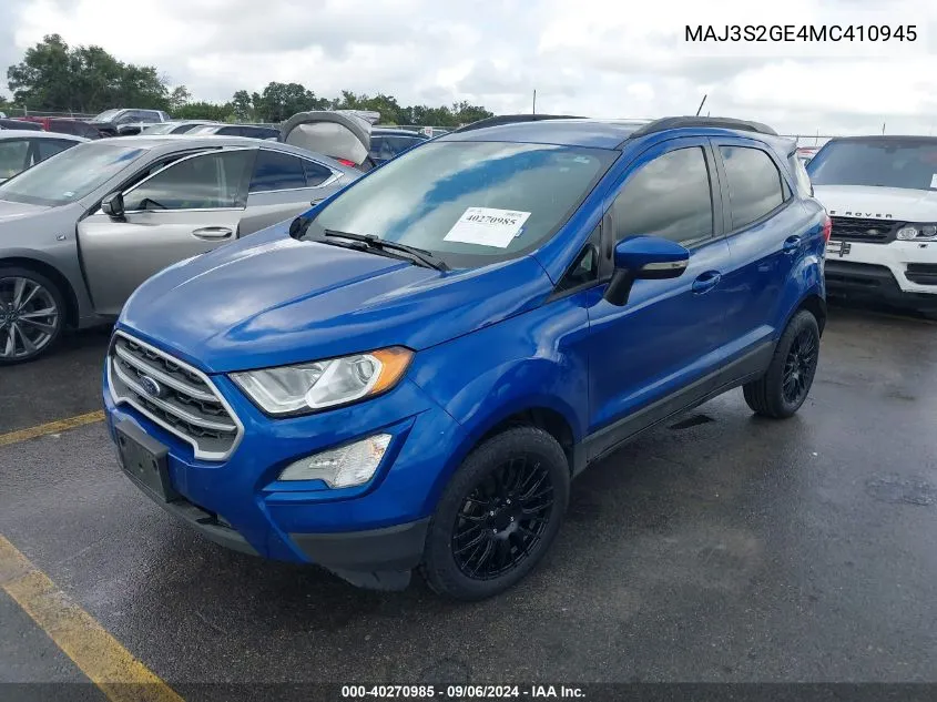 MAJ3S2GE4MC410945 2021 Ford Ecosport Se