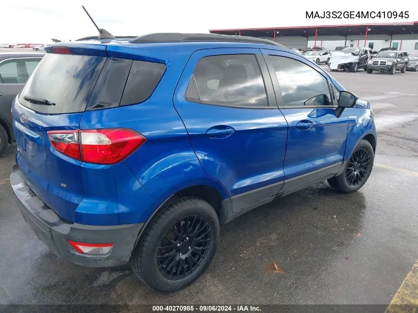 MAJ3S2GE4MC410945 2021 Ford Ecosport Se