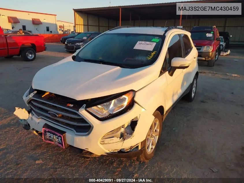 MAJ3S2GE7MC430459 2021 Ford Ecosport Se