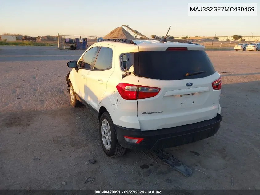 MAJ3S2GE7MC430459 2021 Ford Ecosport Se