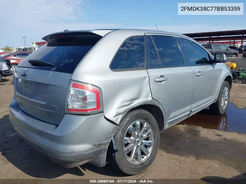 2007 Ford Edge Sel VIN: 2FMDK38C77BB53359 Lot: 39869164