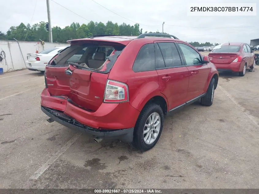 2007 Ford Edge Sel VIN: 2FMDK38C07BB14774 Lot: 39921667