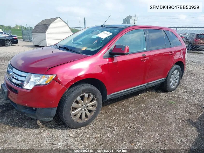 2007 Ford Edge Sel Plus VIN: 2FMDK49C47BB50939 Lot: 39928381