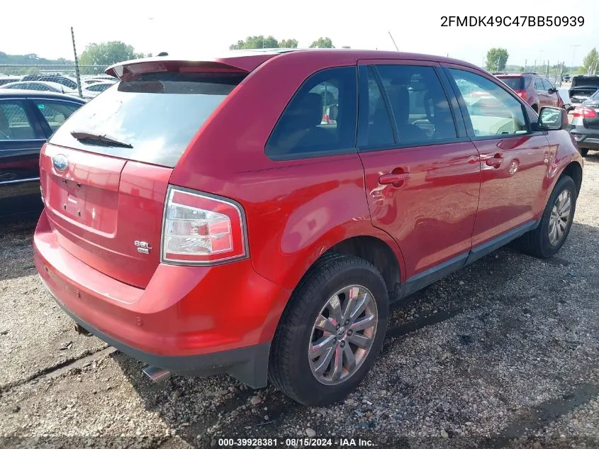 2007 Ford Edge Sel Plus VIN: 2FMDK49C47BB50939 Lot: 39928381