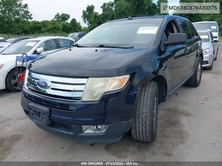 2007 Ford Edge Sel VIN: 2FMDK38C87BA33375 Lot: 39932909