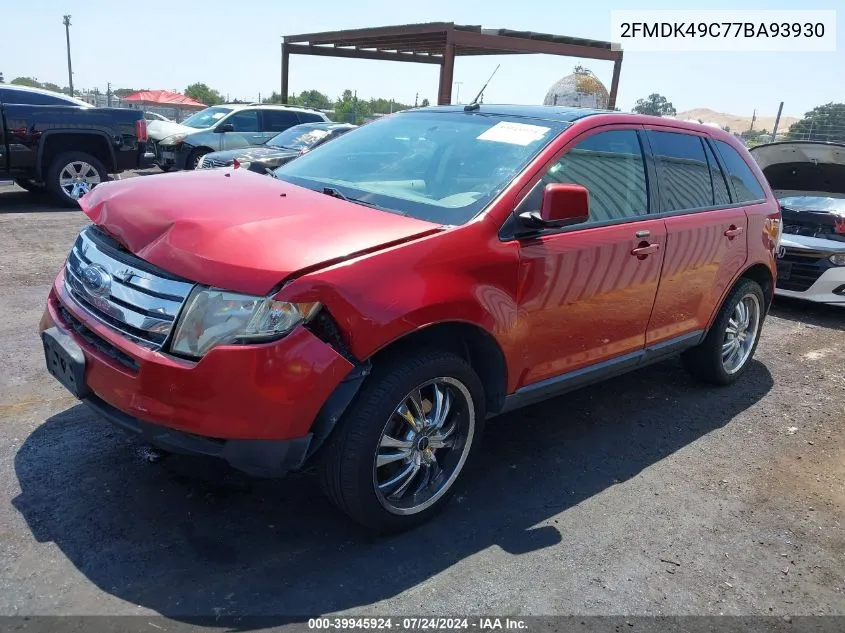 2007 Ford Edge Sel Plus VIN: 2FMDK49C77BA93930 Lot: 39945924