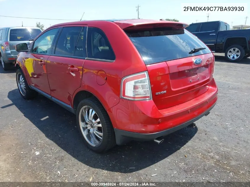 2007 Ford Edge Sel Plus VIN: 2FMDK49C77BA93930 Lot: 39945924