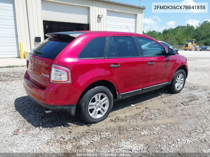 2007 Ford Edge Se VIN: 2FMDK36CX7BB41855 Lot: 39966470