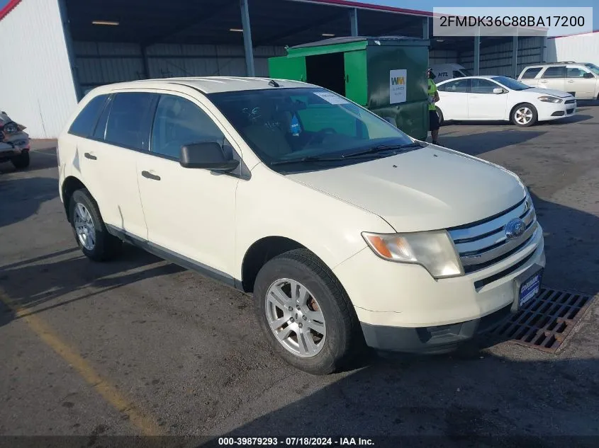 2008 Ford Edge Se VIN: 2FMDK36C88BA17200 Lot: 39879293