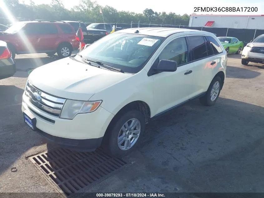 2008 Ford Edge Se VIN: 2FMDK36C88BA17200 Lot: 39879293