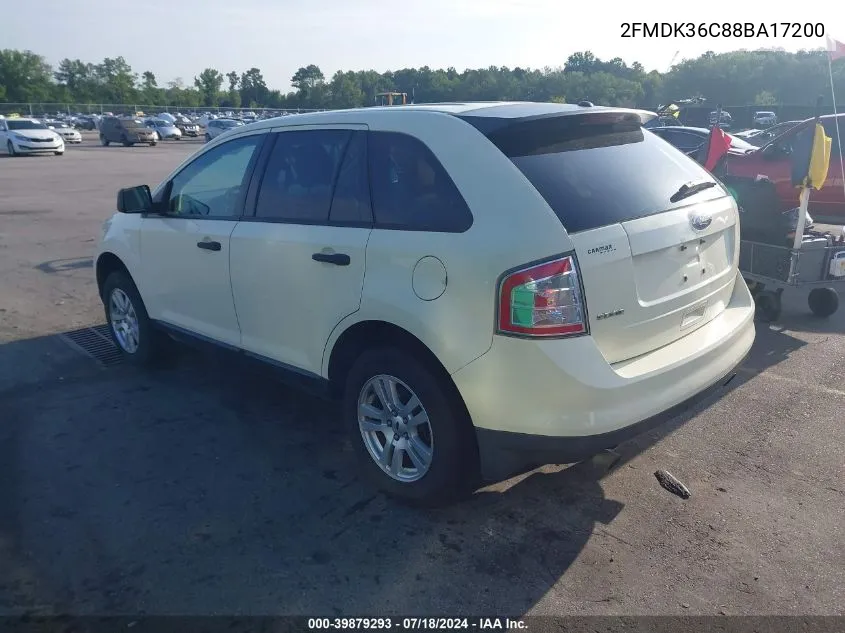 2008 Ford Edge Se VIN: 2FMDK36C88BA17200 Lot: 39879293