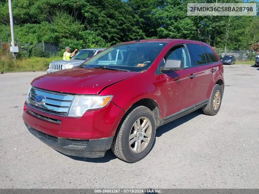 2008 Ford Edge Se VIN: 2FMDK36C58BA28798 Lot: 39883267