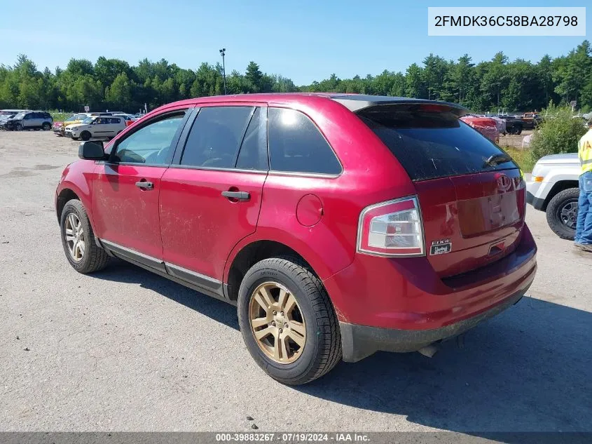 2008 Ford Edge Se VIN: 2FMDK36C58BA28798 Lot: 39883267