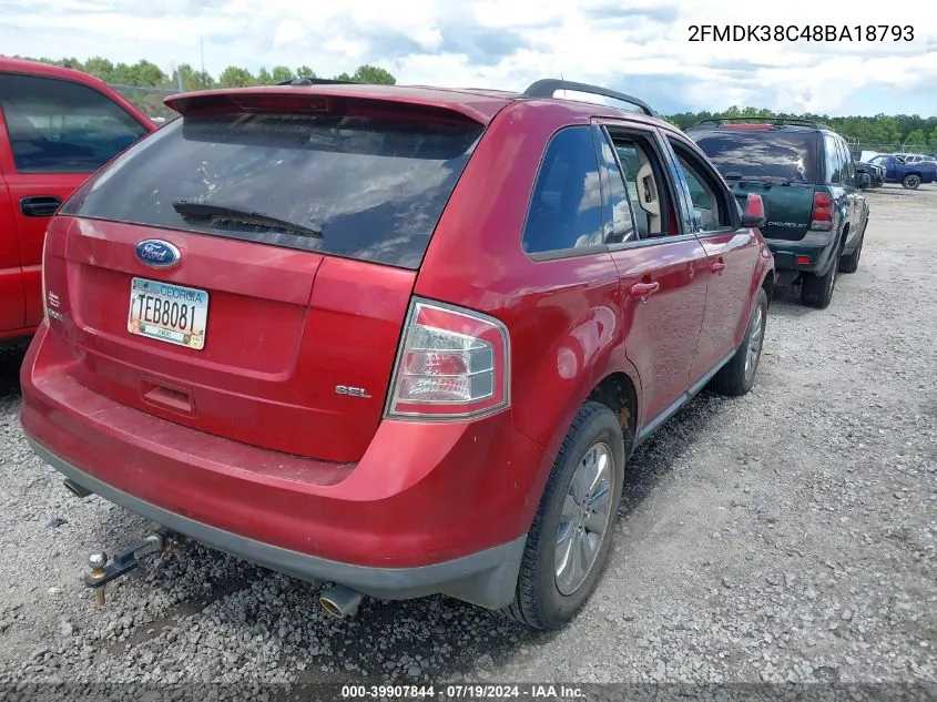 2008 Ford Edge Sel VIN: 2FMDK38C48BA18793 Lot: 39907844