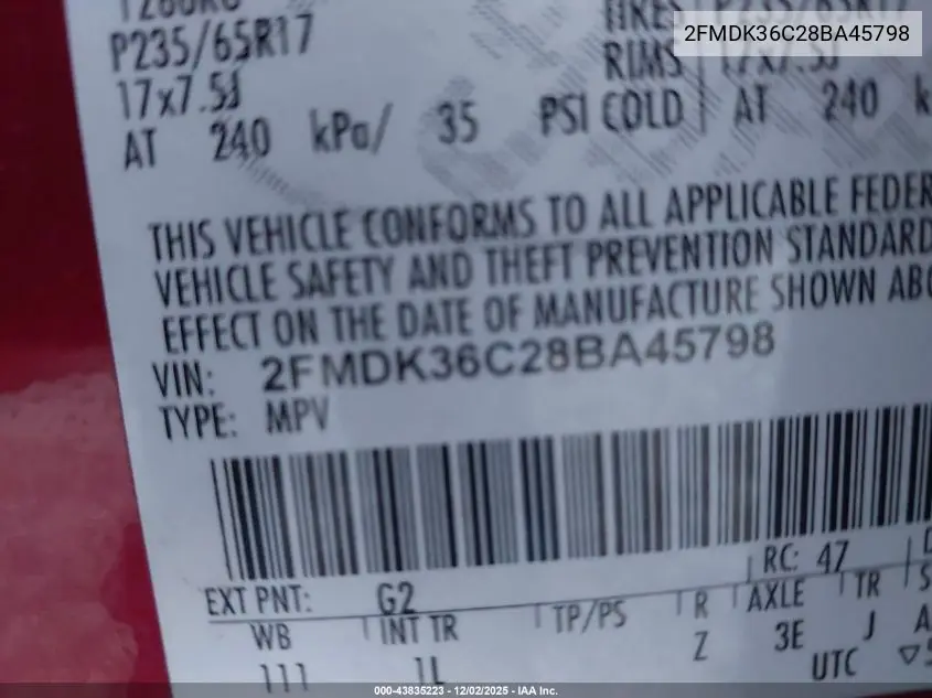 2FMDK36C28BA45798 2008 Ford Edge Se