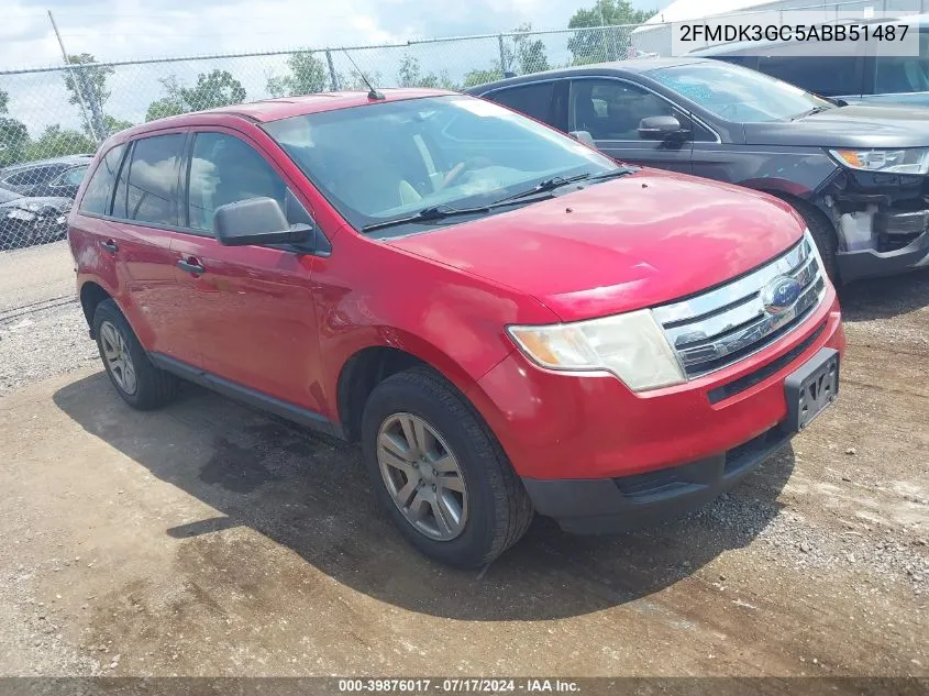 2010 Ford Edge Se VIN: 2FMDK3GC5ABB51487 Lot: 39876017