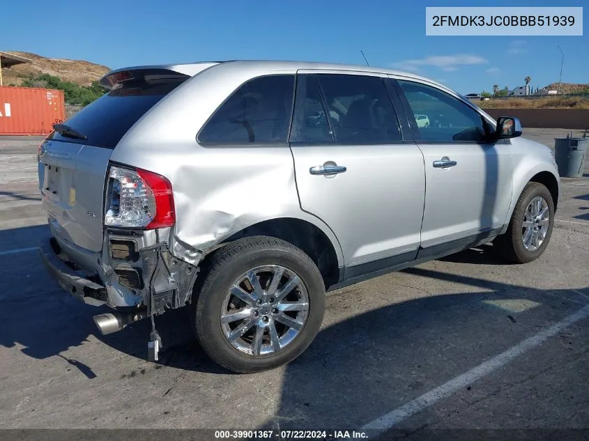 2011 Ford Edge Sel VIN: 2FMDK3JC0BBB51939 Lot: 39901367