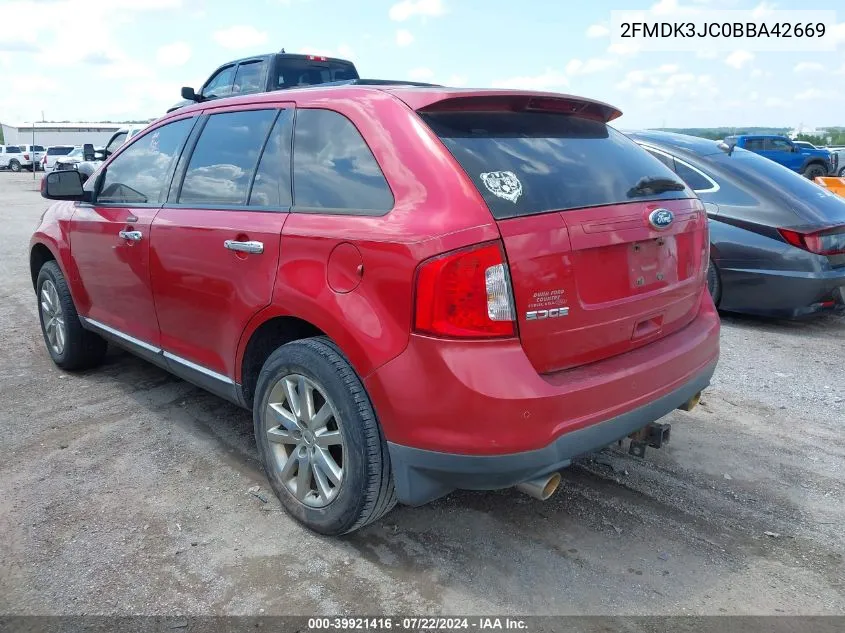 2011 Ford Edge Sel VIN: 2FMDK3JC0BBA42669 Lot: 39921416