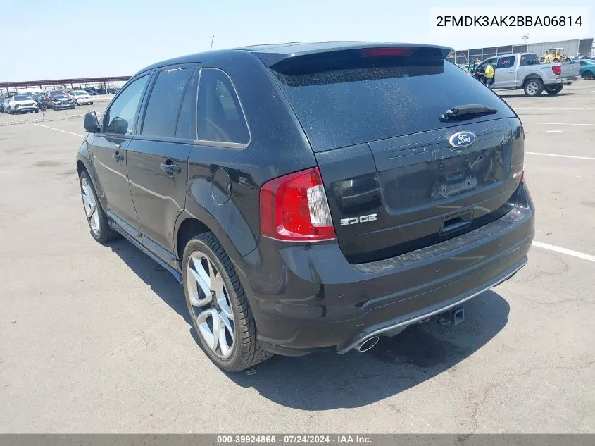 2011 Ford Edge Sport VIN: 2FMDK3AK2BBA06814 Lot: 39924865