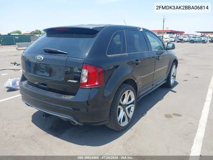 2011 Ford Edge Sport VIN: 2FMDK3AK2BBA06814 Lot: 39924865