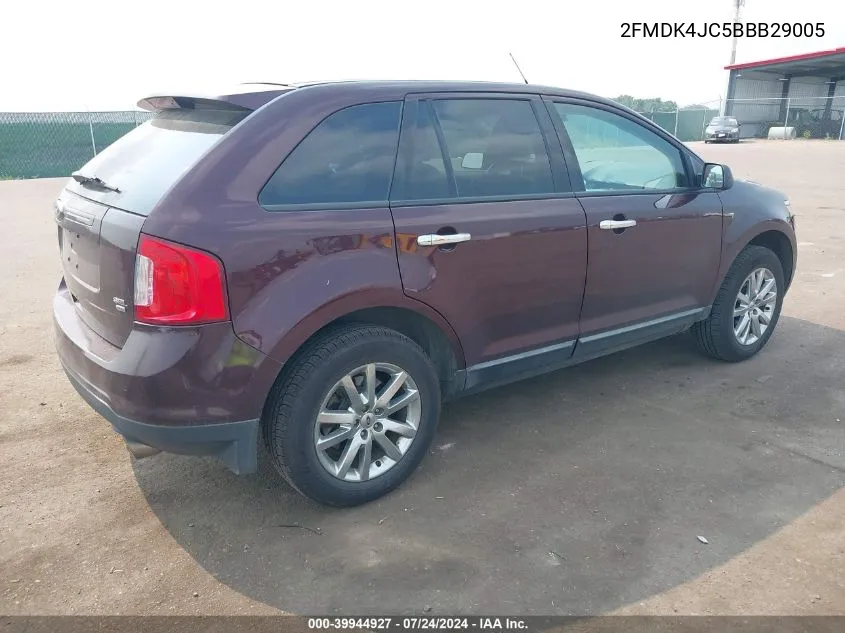 2011 Ford Edge Sel VIN: 2FMDK4JC5BBB29005 Lot: 39944927