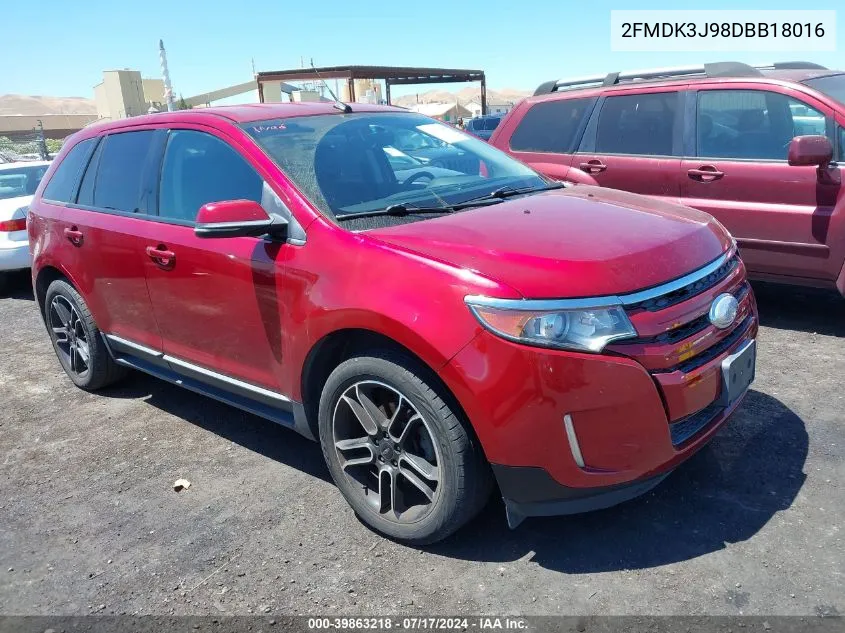 2013 Ford Edge Sel VIN: 2FMDK3J98DBB18016 Lot: 39863218