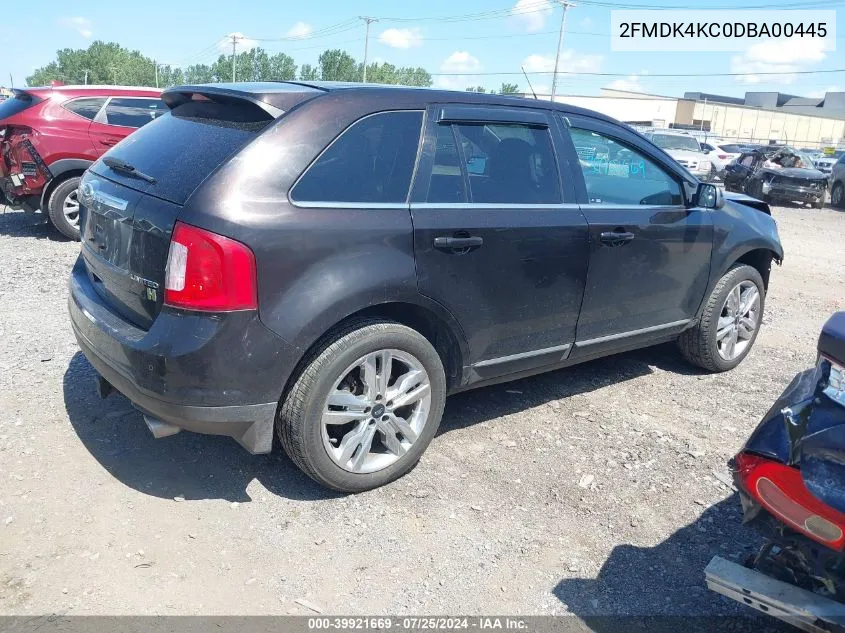 2013 Ford Edge Limited VIN: 2FMDK4KC0DBA00445 Lot: 39921669