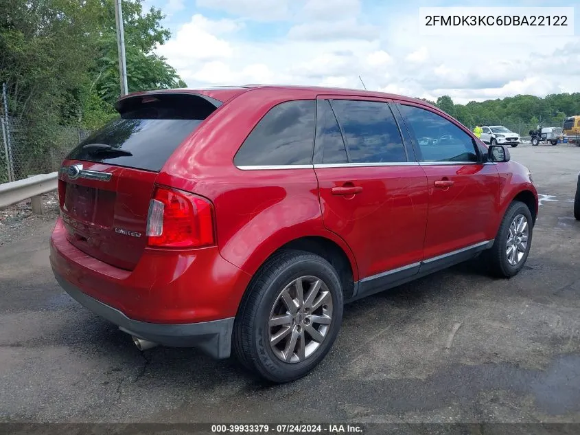 2013 Ford Edge Limited VIN: 2FMDK3KC6DBA22122 Lot: 39933379