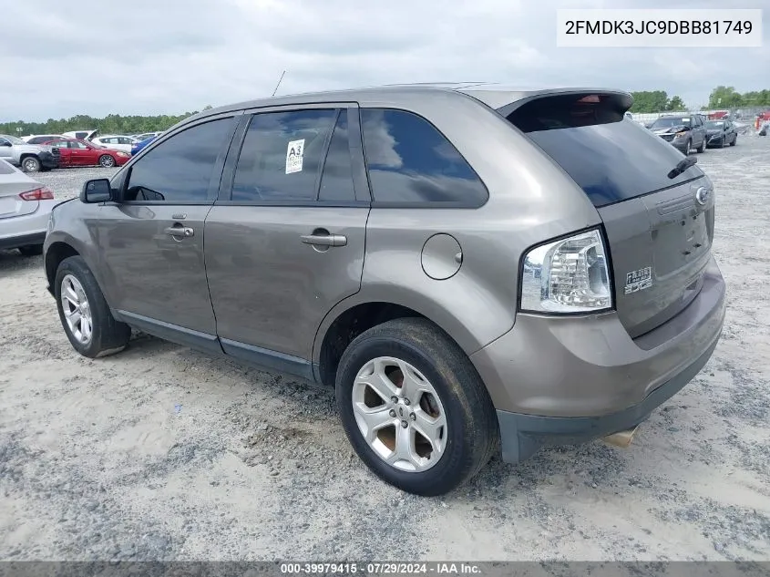 2013 Ford Edge Sel VIN: 2FMDK3JC9DBB81749 Lot: 39979415