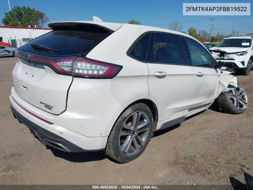 2FMTK4AP2FBB19522 2015 Ford Edge Sport