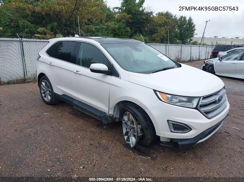 2016 Ford Edge Titanium VIN: 2FMPK4K95GBC57543 Lot: 39942680